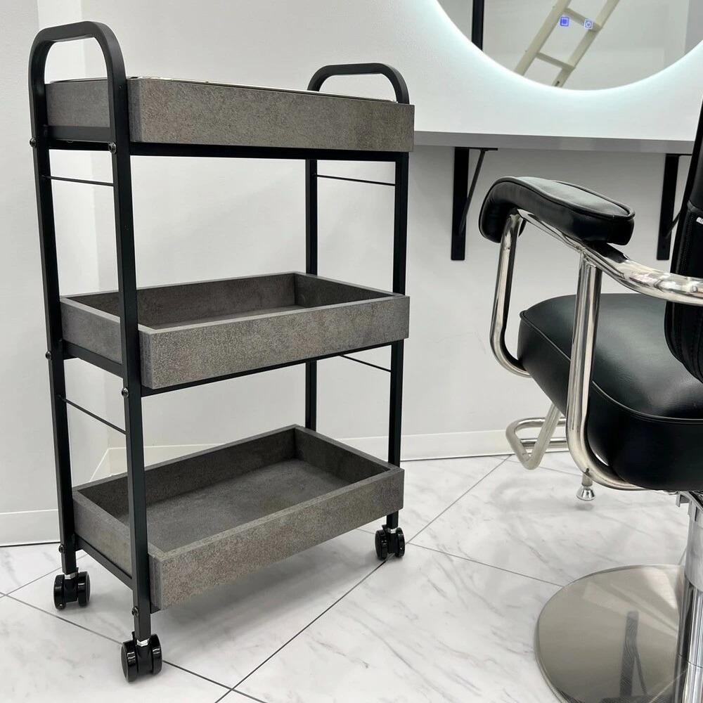 Framu design　フラムデザイン　ワゴン　アイアンワゴン　モルタル　ステンレストレイ　セット面に設置した画像