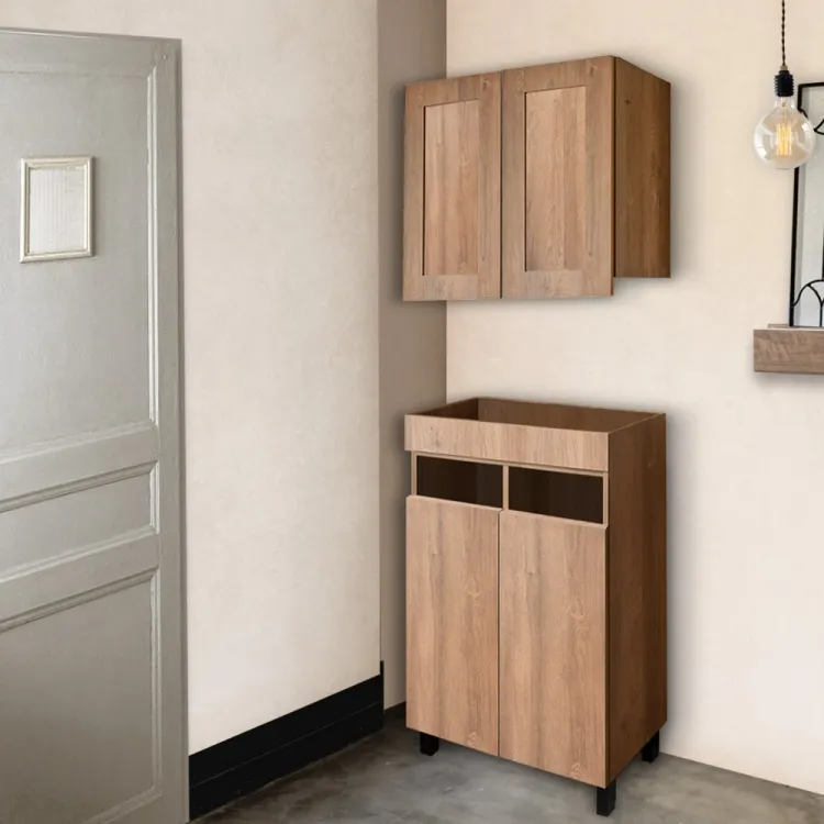 Framu design　フラムデザイン　シャンプーキャビネット　タオルストッカー　チェスナット　ワイドタイプ　の画像